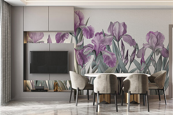 Eine Gruppe violetter Blumen Eine Gruppe violetter Blumen