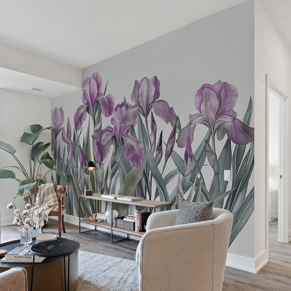 Eine Gruppe violetter Blumen Eine Gruppe violetter Blumen