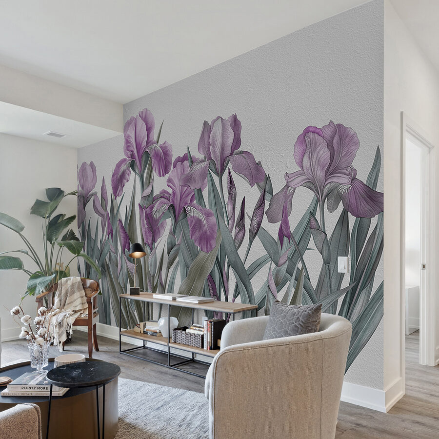 Eine Gruppe violetter Blumen Eine Gruppe violetter Blumen