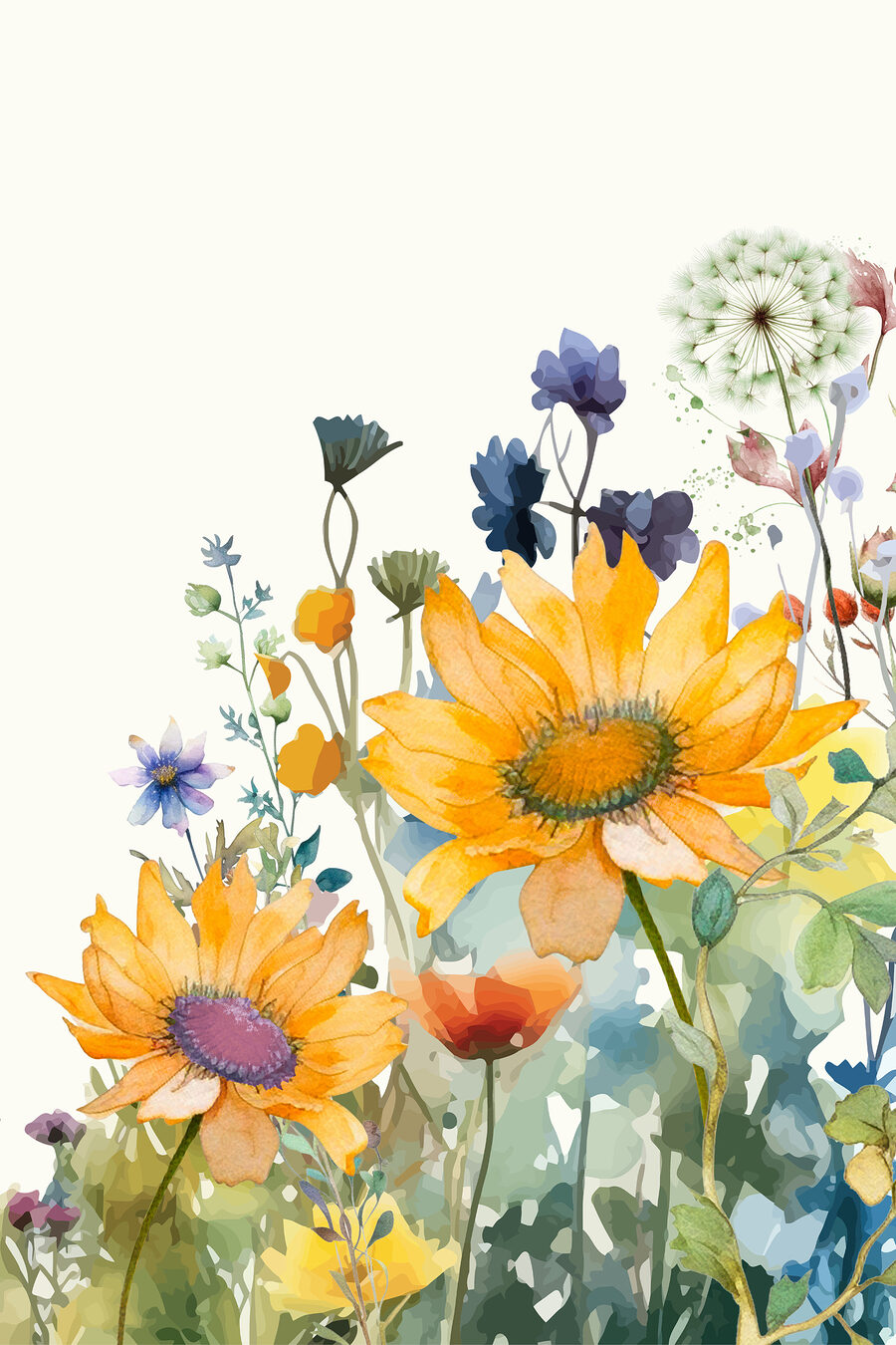 Ein Gemälde mit Blumen und Pflanzen