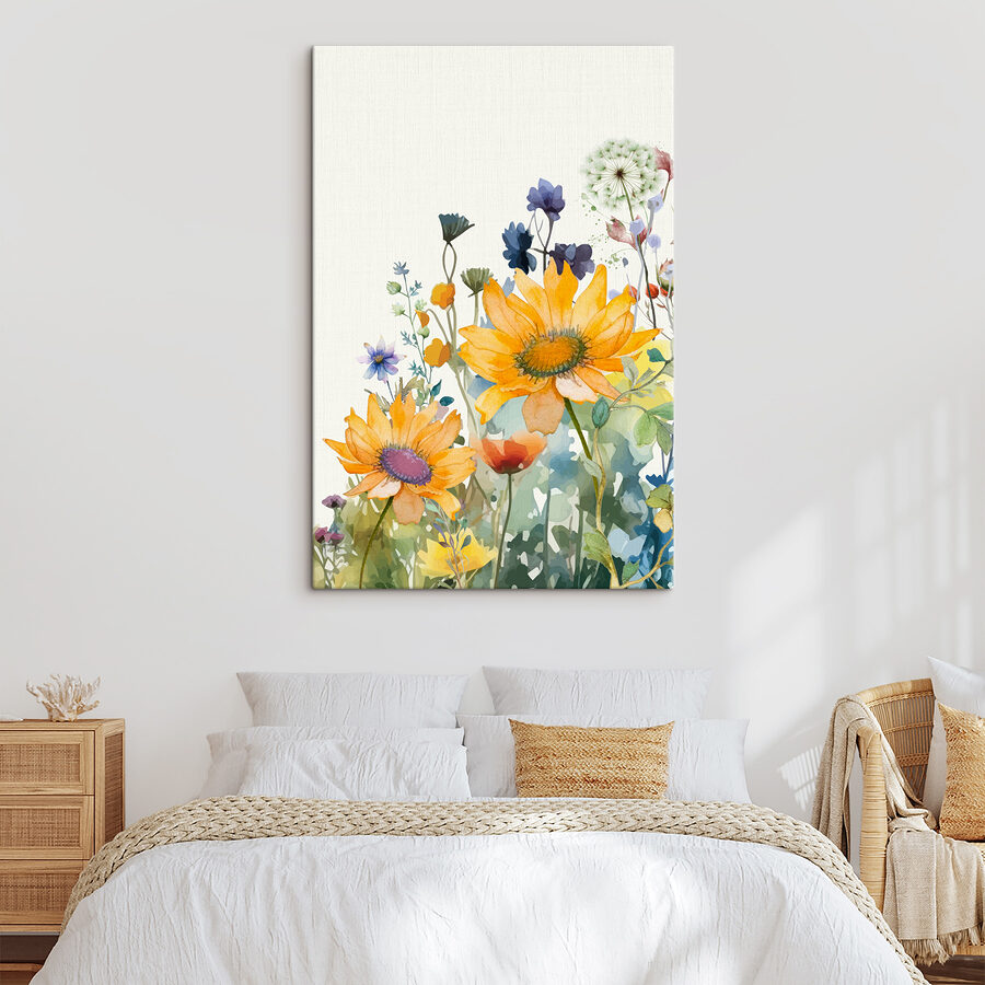 Ein Gemälde mit Blumen und Pflanzen