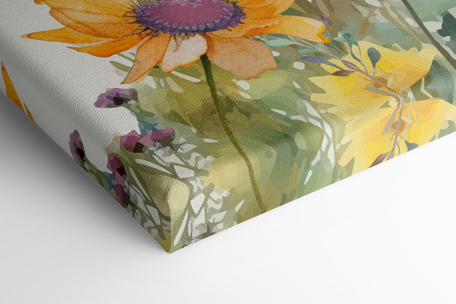 Ein Gemälde mit Blumen und Pflanzen