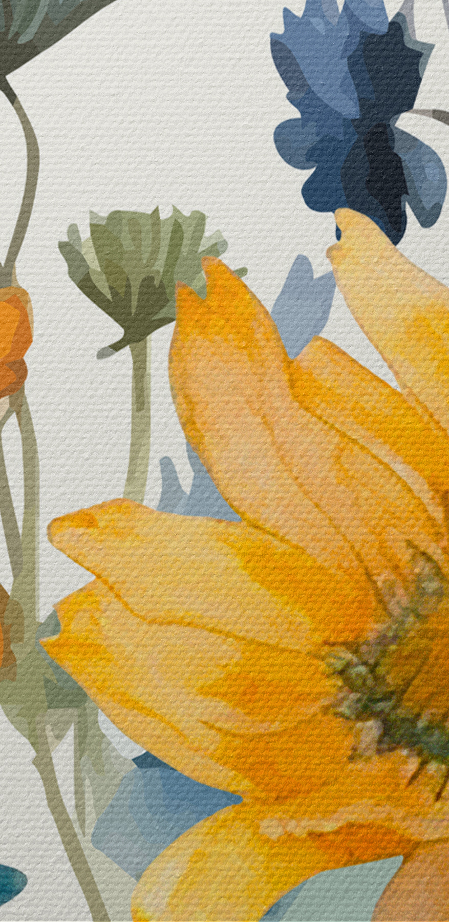 Ein Gemälde mit Blumen und Pflanzen