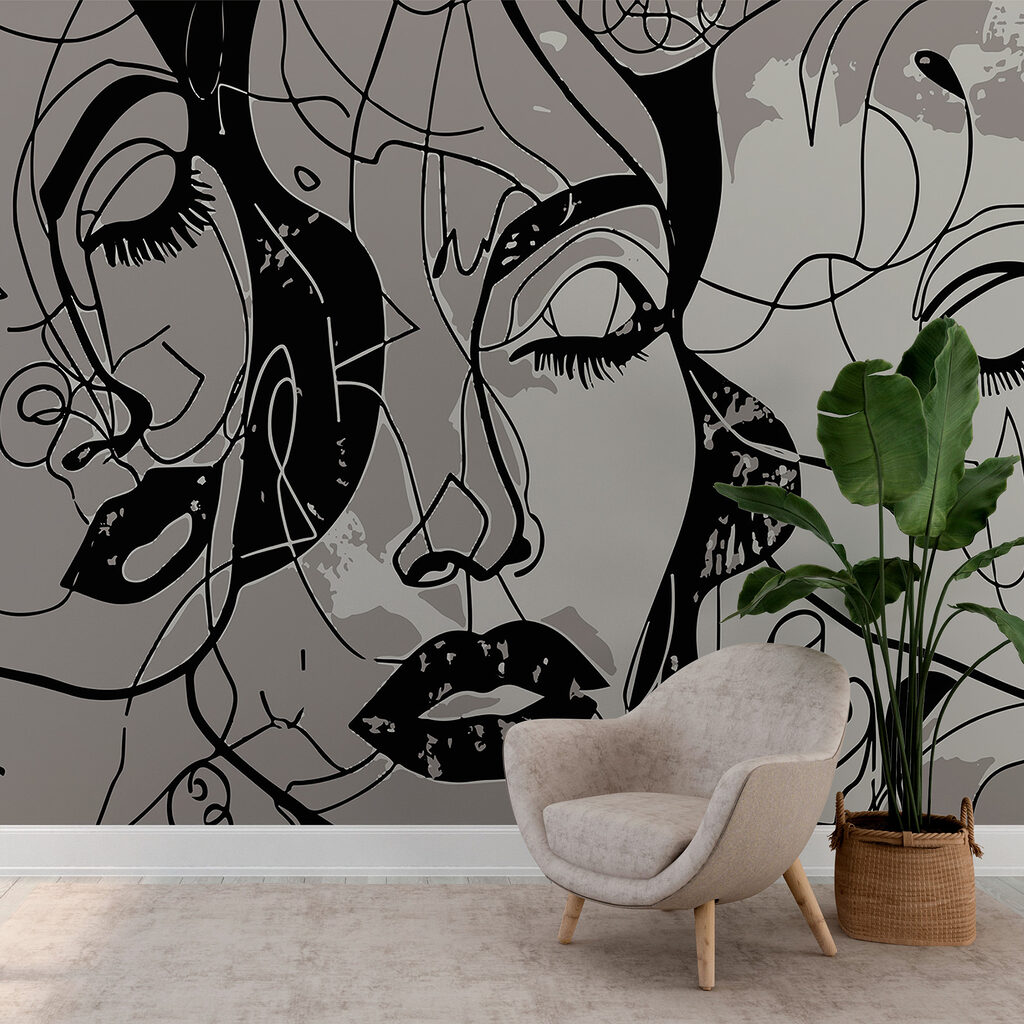 A black and white image of a woman's face