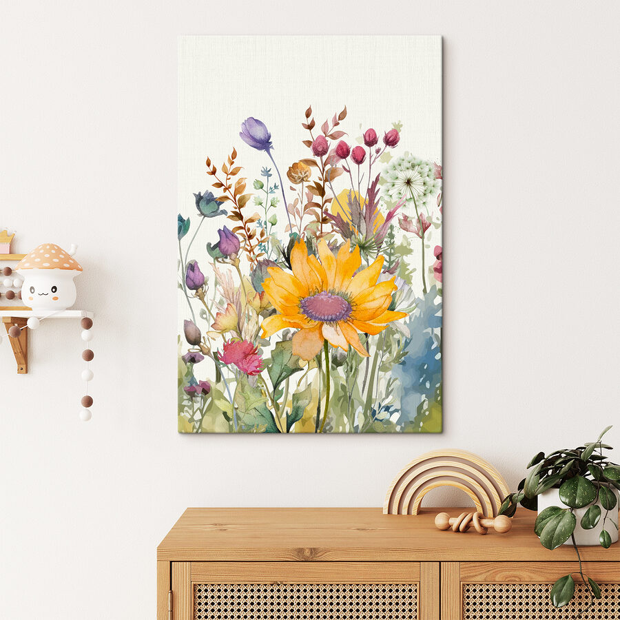 Ein Aquarell mit Blumen