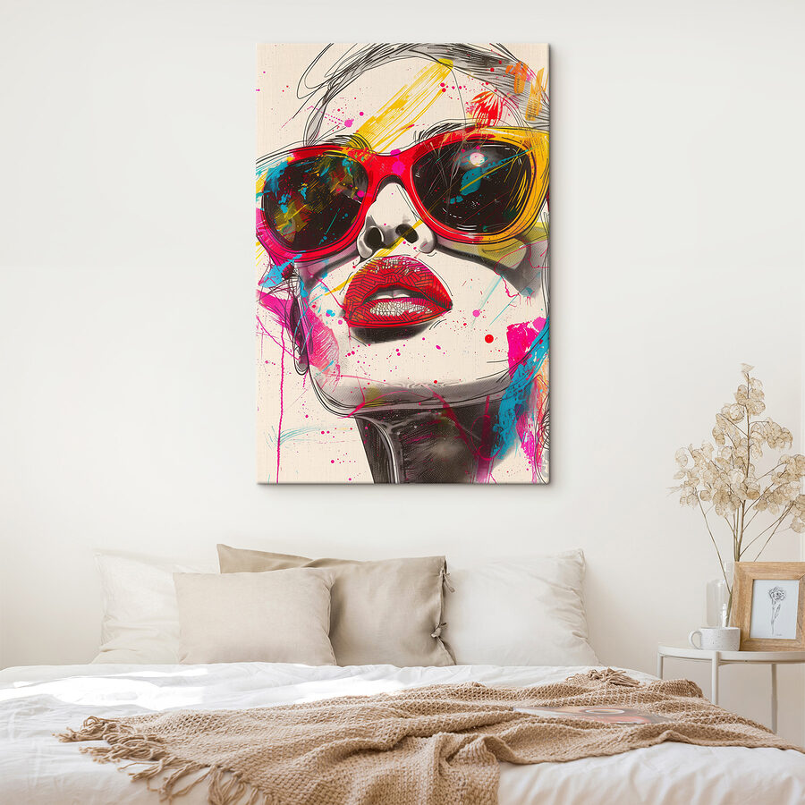 Eine Frau mit Sonnenbrille und Lippen