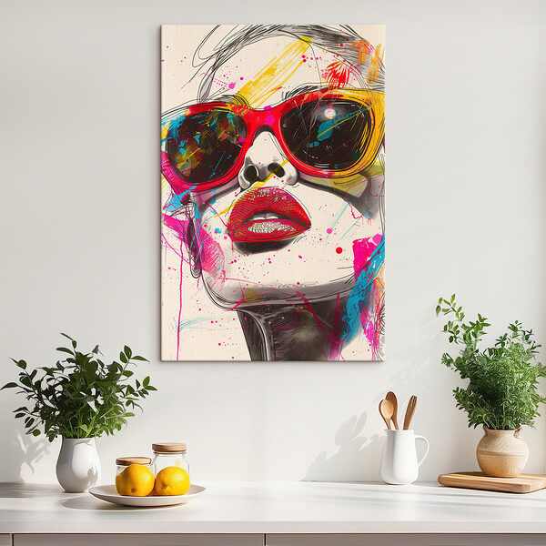 Eine Frau mit Sonnenbrille und Lippen Eine Frau mit Sonnenbrille und Lippen