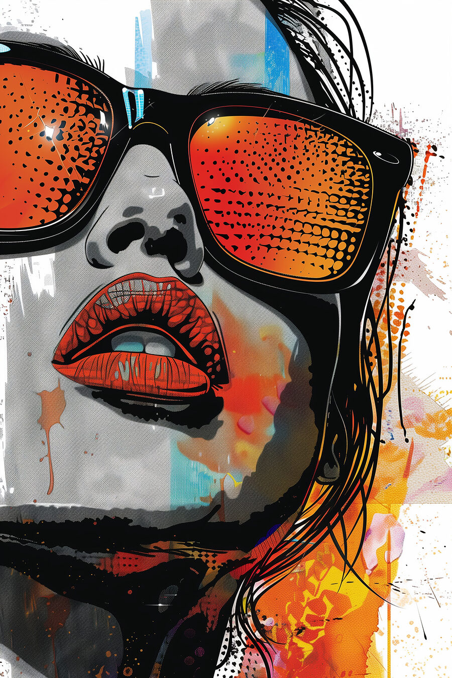 Eine Frau mit Sonnenbrille und Lippen