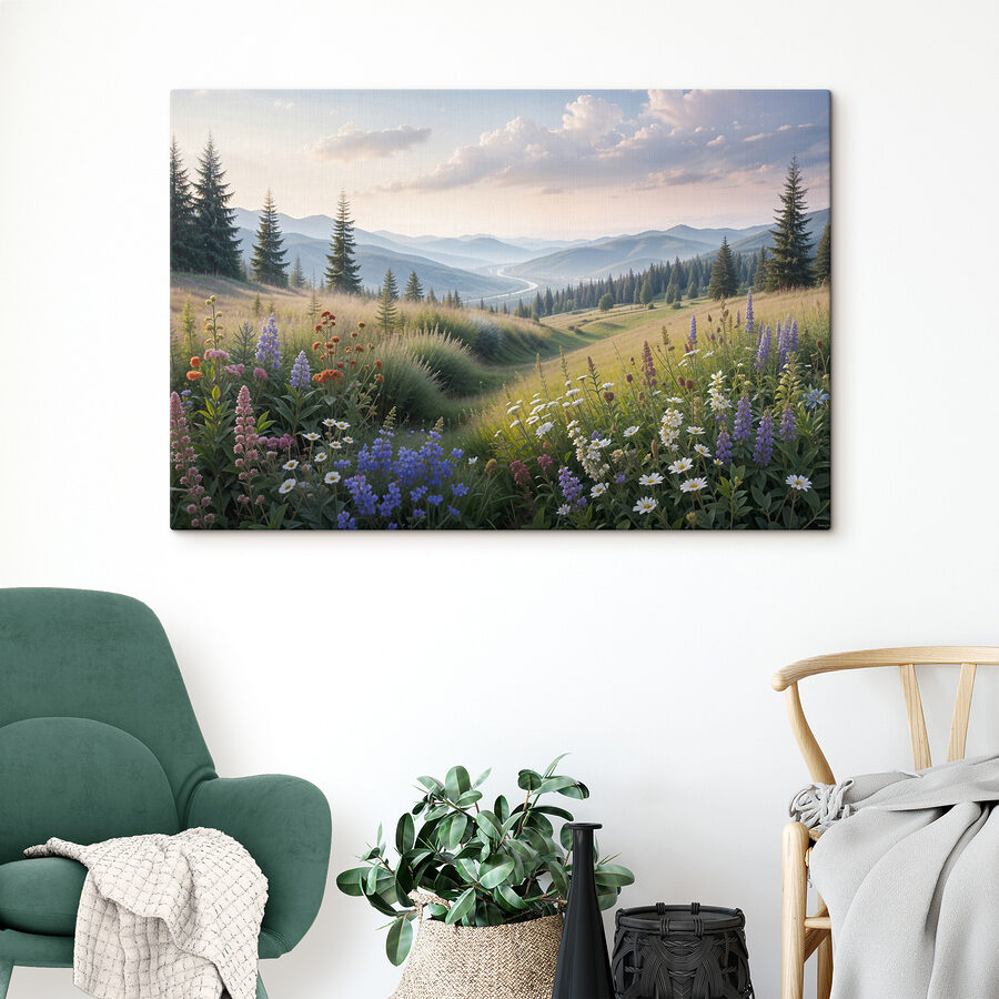 Ein Feld voller Blumen und Bäume