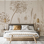 Fototapeten Zeichnung von Löwenzahn und Weizen