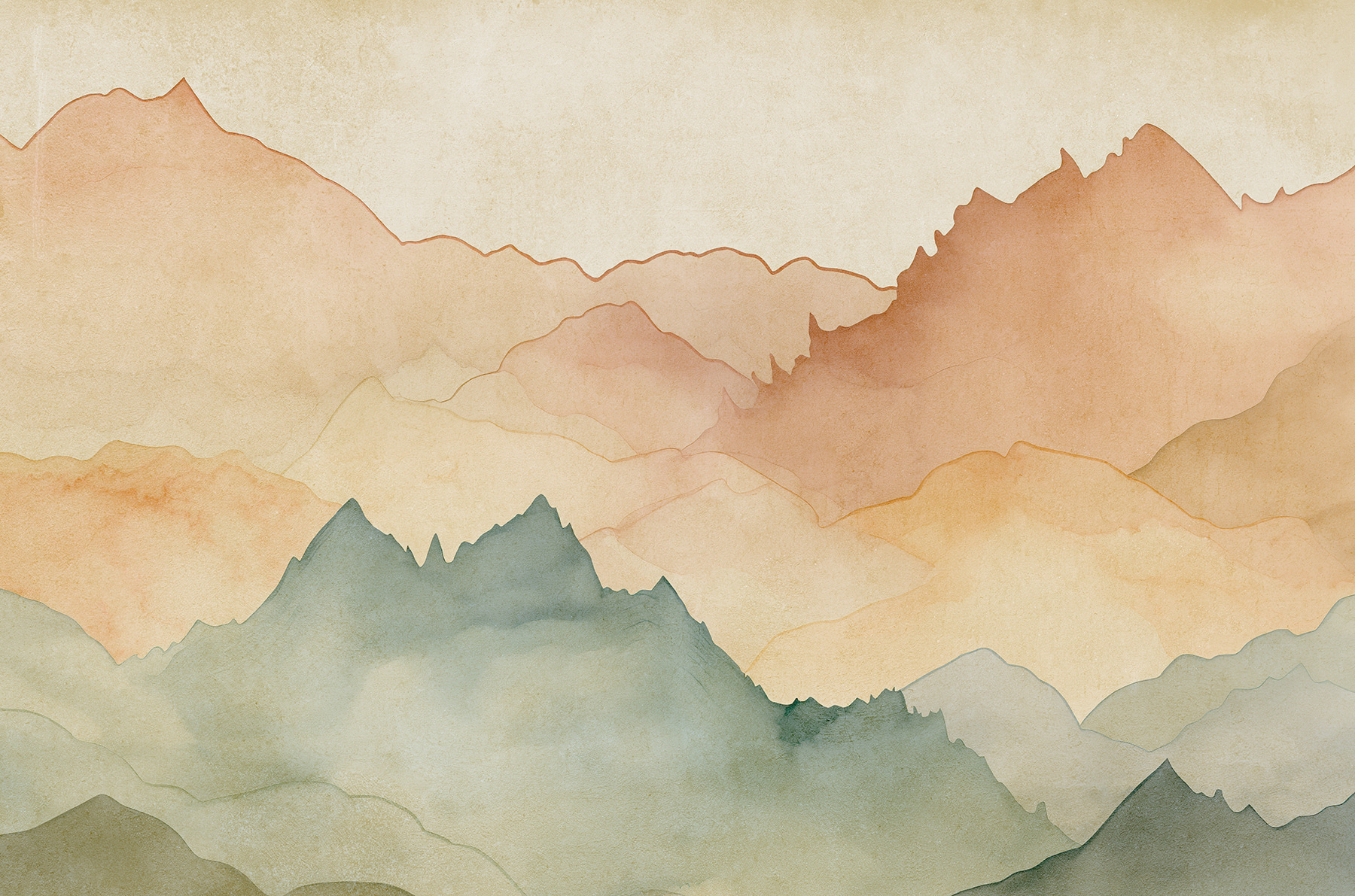 Watercolor painting of mountains