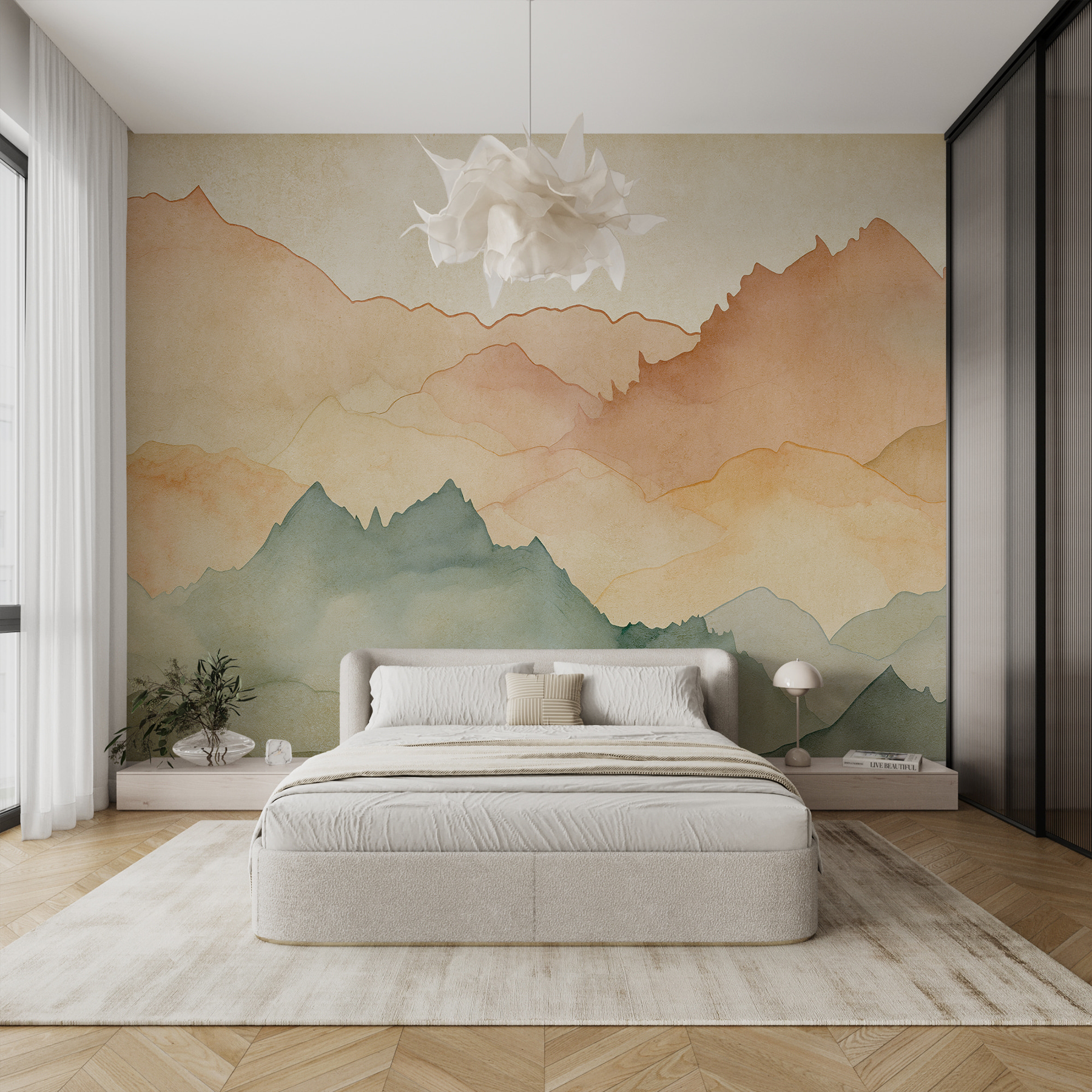 Watercolor painting of mountains