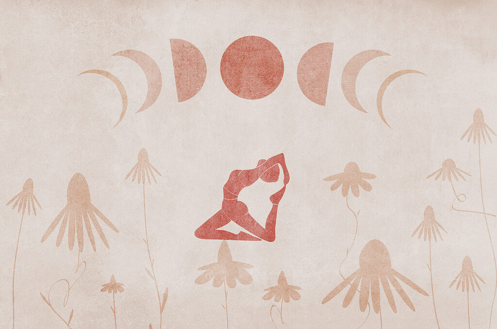 Zeichnung einer Frau beim Yoga Zeichnung einer Frau beim Yoga