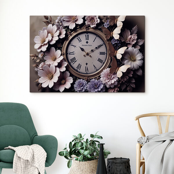 Uhr umgeben von Blumen Uhr umgeben von Blumen