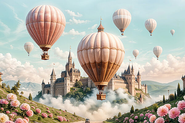 Schloss mit Heißluftballons Schloss mit Heißluftballons