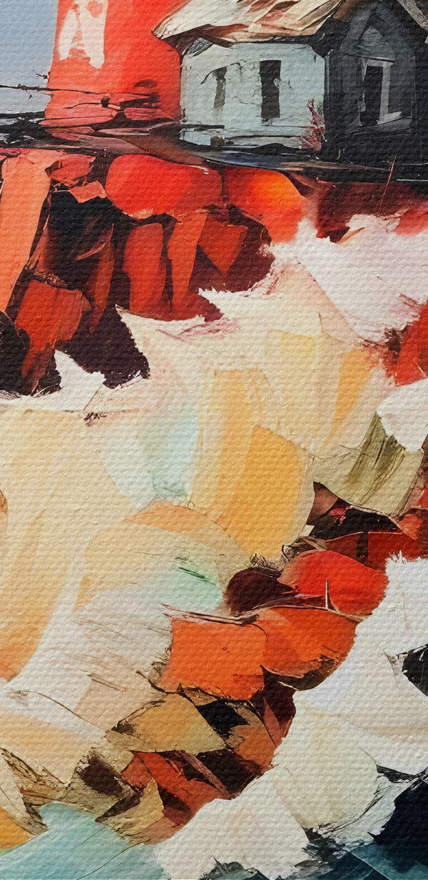 Painting of a lighthouse in the ocean