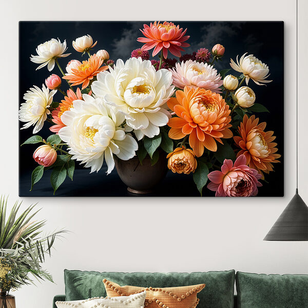 Vase of flowers with a cloudy sky Vase of flowers with a cloudy sky