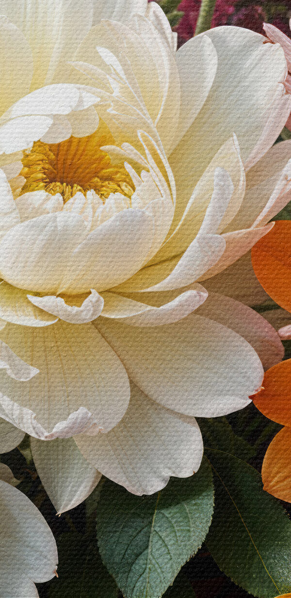 Vase of flowers with a cloudy sky Vase of flowers with a cloudy sky