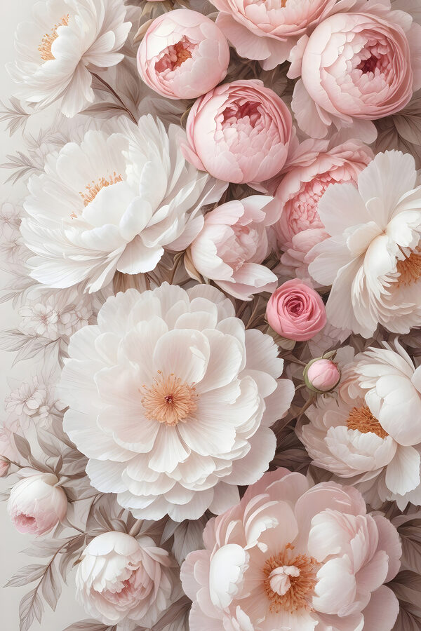 Gruppe von weißen und rosafarbenen Blumen Gruppe von weißen und rosafarbenen Blumen