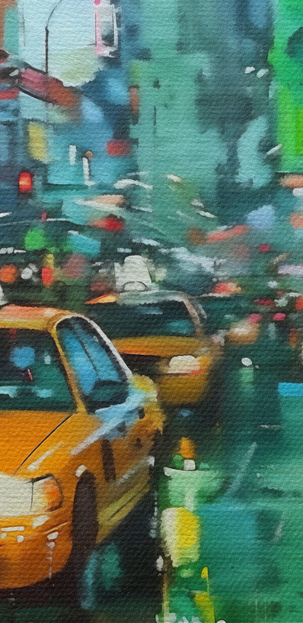 Gelbe Taxis auf einer nassen Straße Gelbe Taxis auf einer nassen Straße