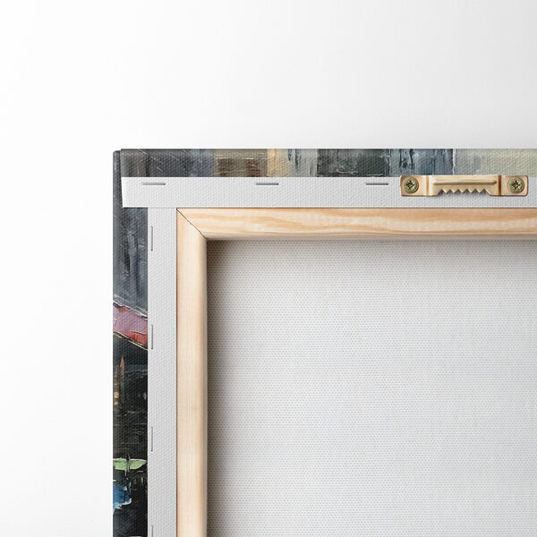 Painting of a street with yellow taxi cabs Painting of a street with yellow taxi cabs