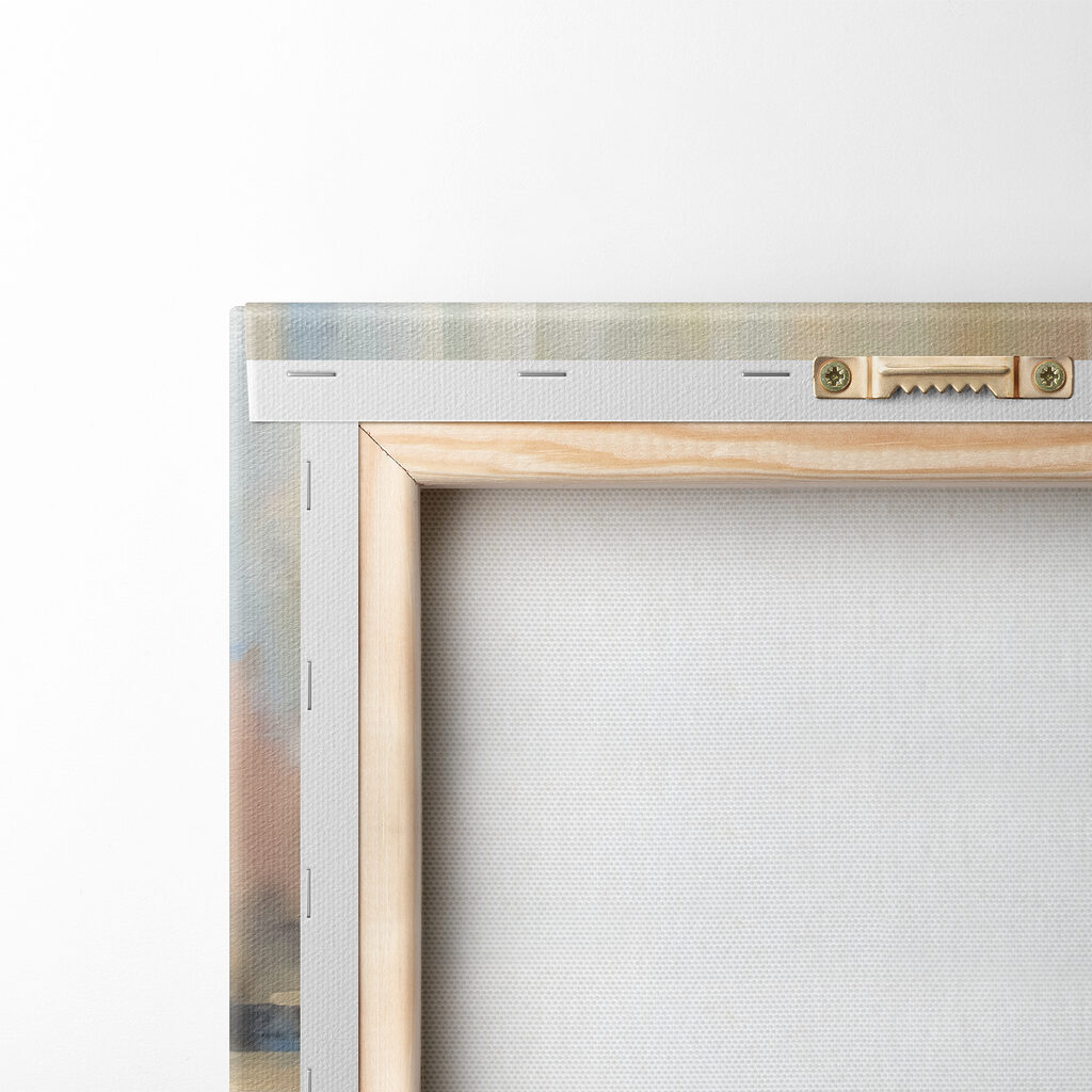 Two flamingos walking on water