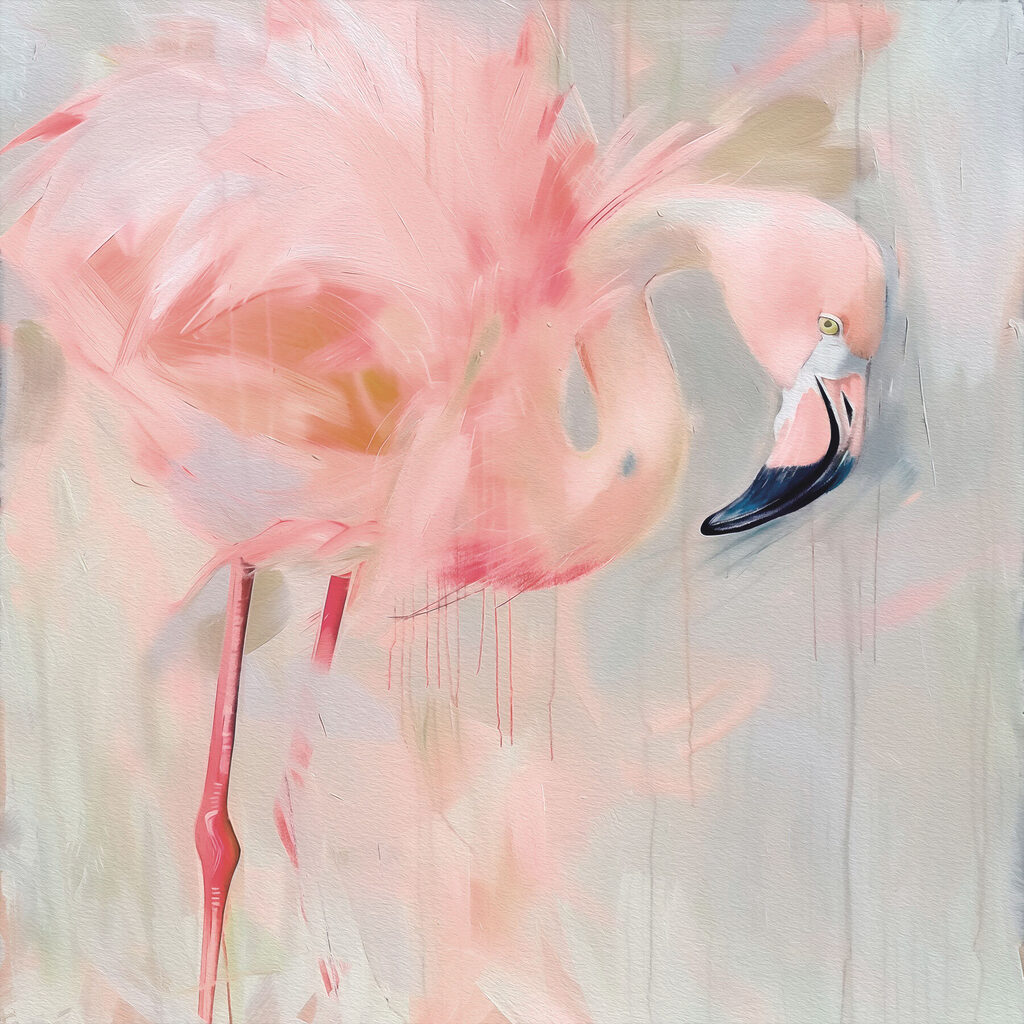 Pink flamingo with long legs