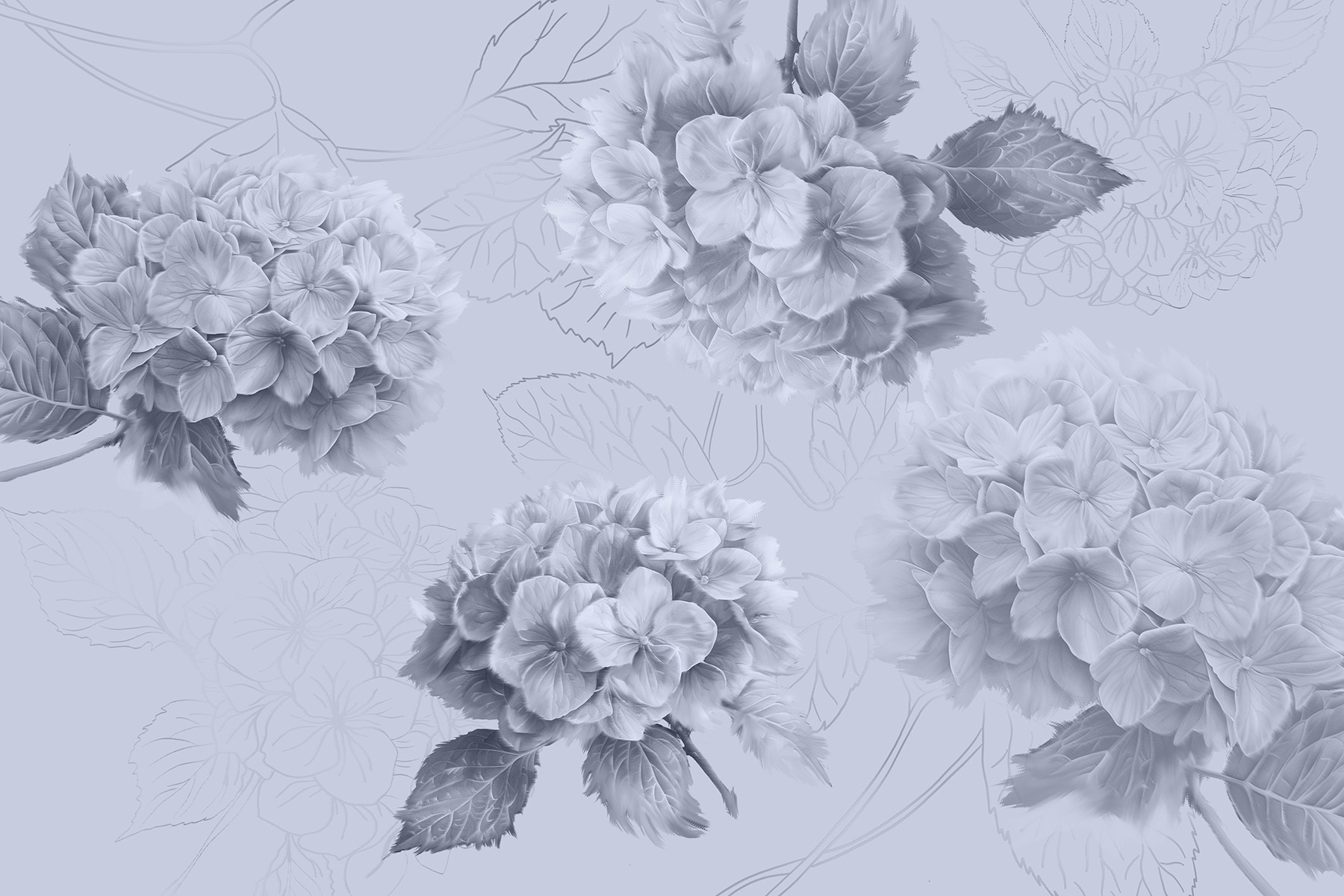 Group of flowers on a light background