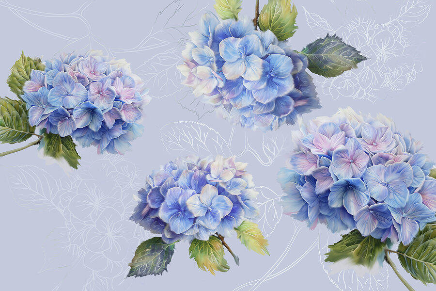 Gruppe von blauen Blumen