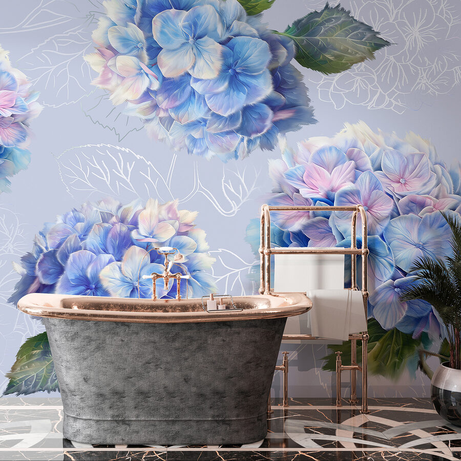 Gruppe von blauen Blumen