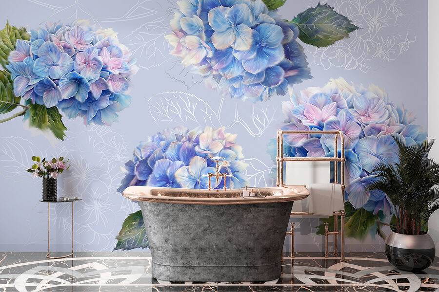 Gruppe von blauen Blumen