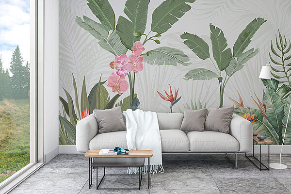 Tapete mit Blumen und Pflanzen Tapete mit Blumen und Pflanzen