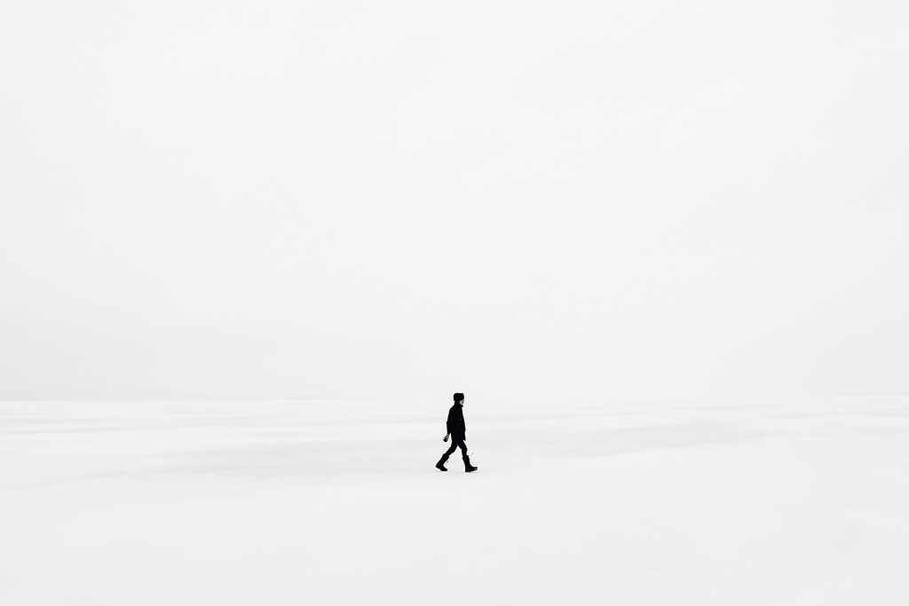 Person walking in the snow