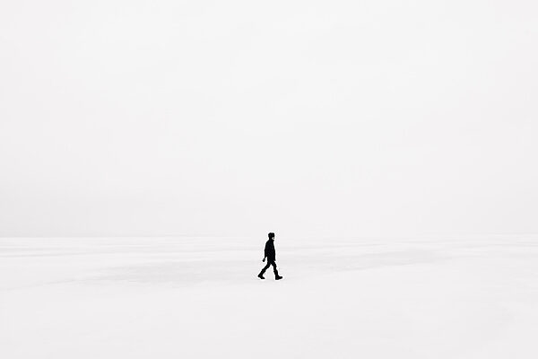 Person walking in the snow