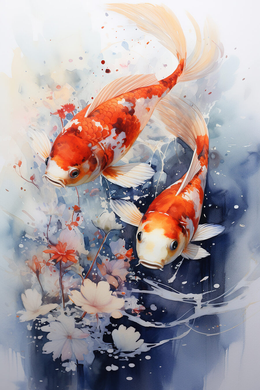 Ein Paar Fische schwimmt im Wasser