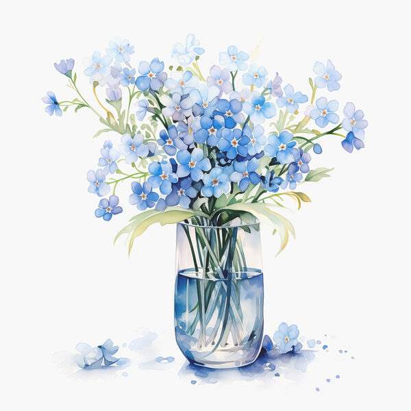 Aquarell einer Vase mit Blumen Aquarell einer Vase mit Blumen