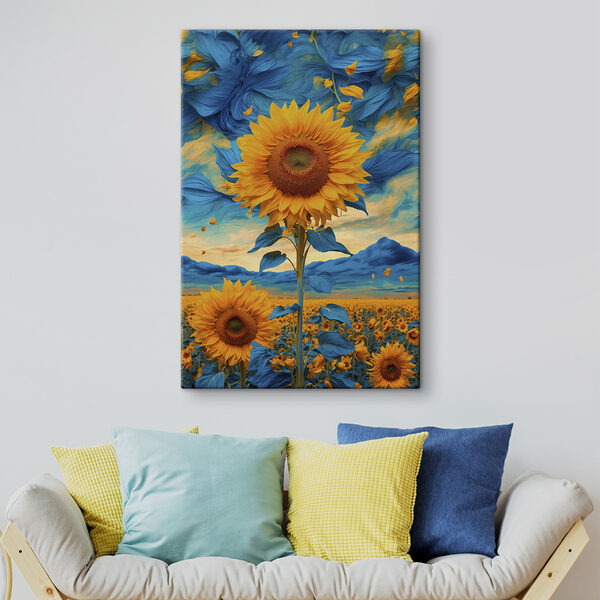 Sonnenblume mit blauen und gelben Blättern Sonnenblume mit blauen und gelben Blättern