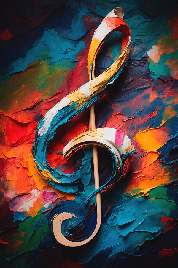 Bunt bemalter Violinschlüssel Bunt bemalter Violinschlüssel