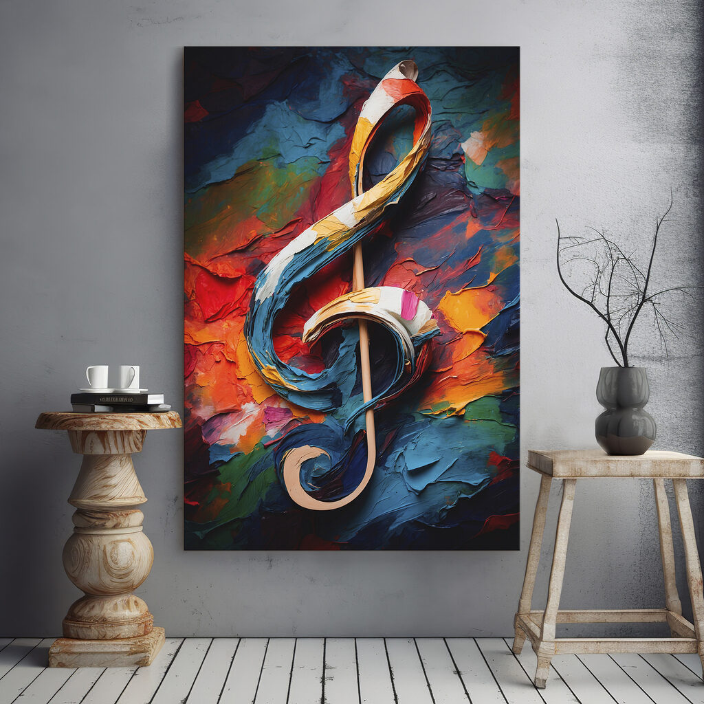 Colorful painted treble clef Colorful painted treble clef