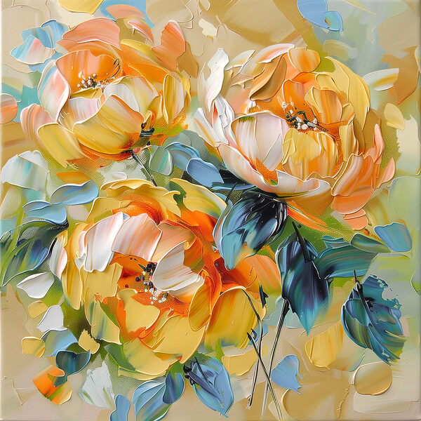 Gemälde von Blumen auf einer Leinwand Gemälde von Blumen auf einer Leinwand