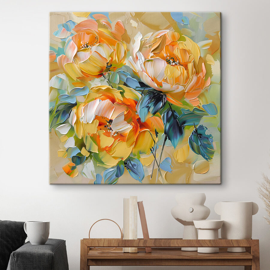 Gemälde von Blumen auf einer Leinwand