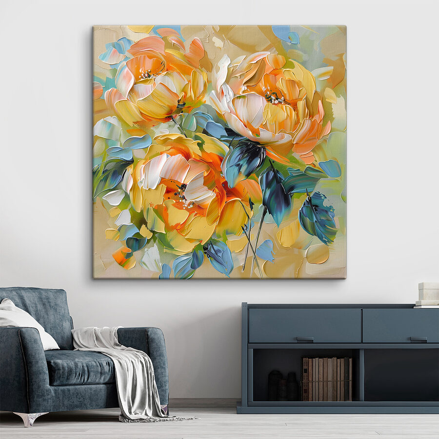 Gemälde von Blumen auf einer Leinwand
