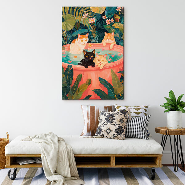 Cats in a tub of water