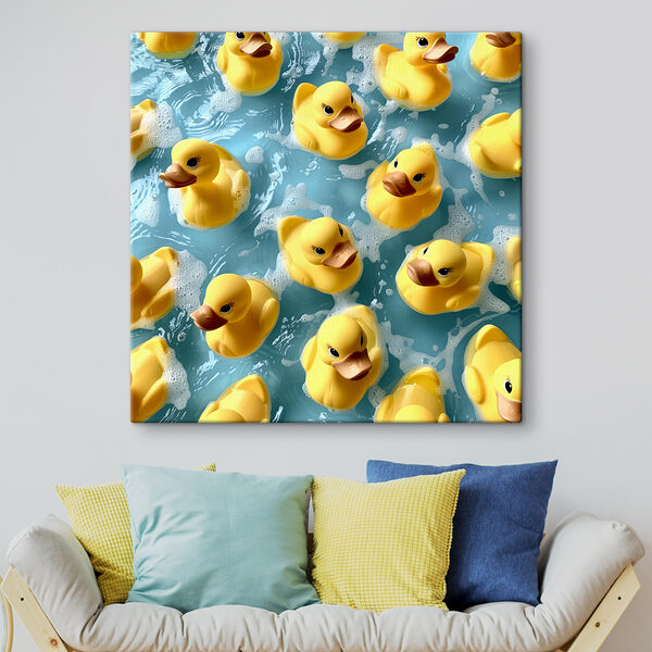 Gruppe von gelben Gummienten in einem Pool Gruppe von gelben Gummienten in einem Pool