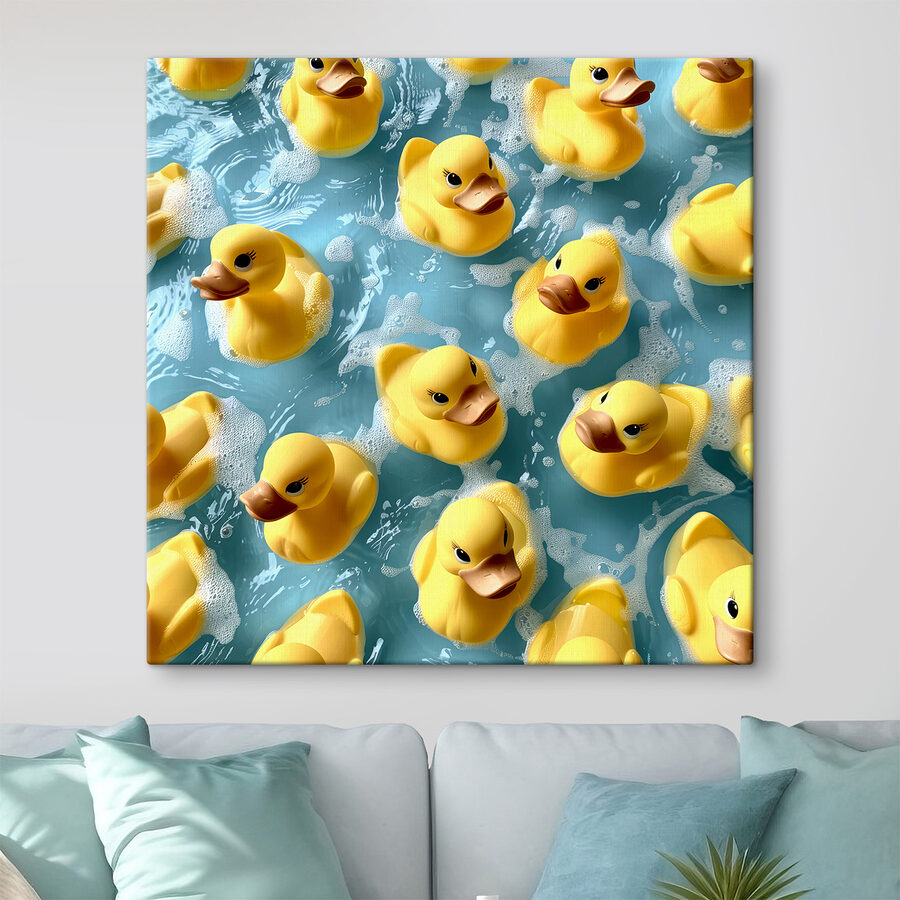 Gruppe von gelben Gummienten in einem Pool Gruppe von gelben Gummienten in einem Pool