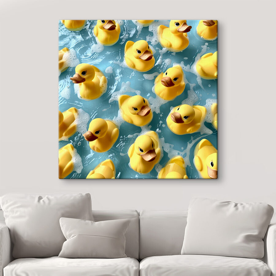 Gruppe von gelben Gummienten in einem Pool Gruppe von gelben Gummienten in einem Pool