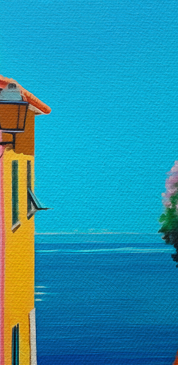 Bunte Gebäude und eine Wasserfläche Bunte Gebäude und eine Wasserfläche