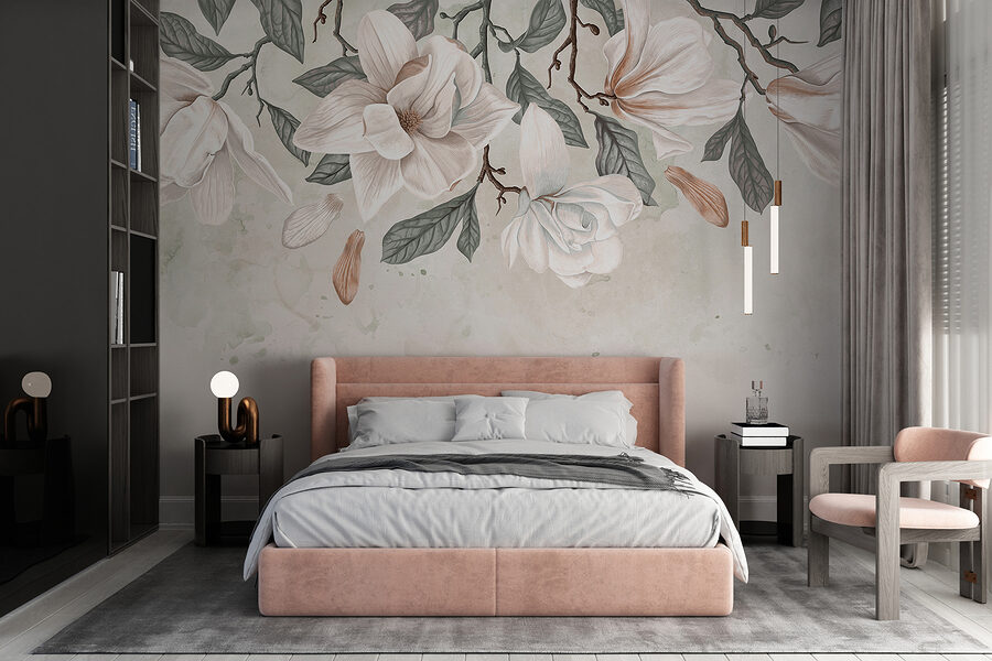Weiße Blumen und Blätter auf einem weißen Hintergrund Weiße Blumen und Blätter auf einem weißen Hintergrund