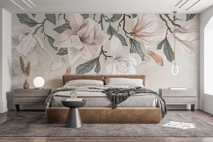 Weiße Blumen und Blätter auf einem weißen Hintergrund Weiße Blumen und Blätter auf einem weißen Hintergrund