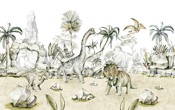 Aquarell von Dinosauriern und Pflanzen Aquarell von Dinosauriern und Pflanzen
